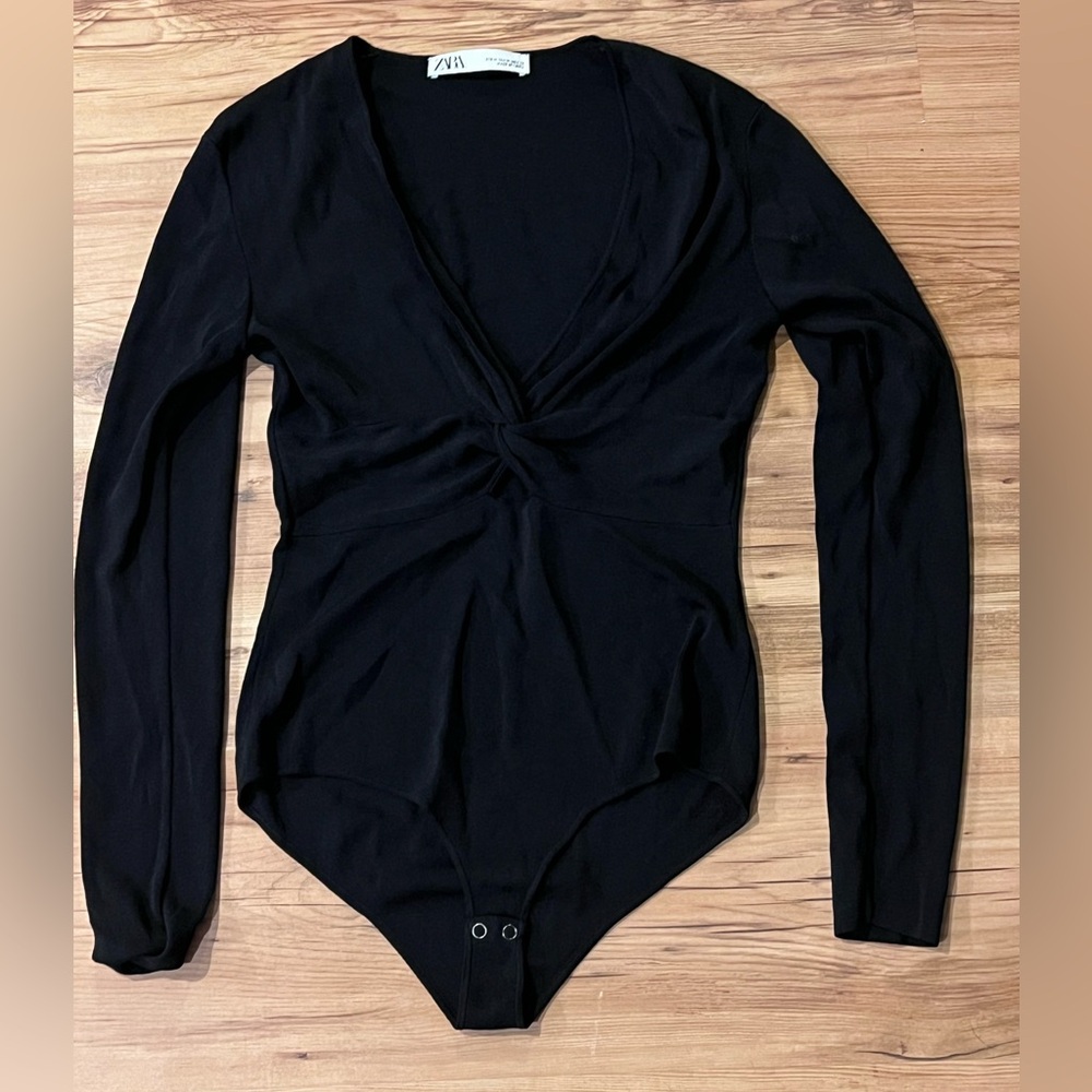 Zara Black V-Neck Bodysuit